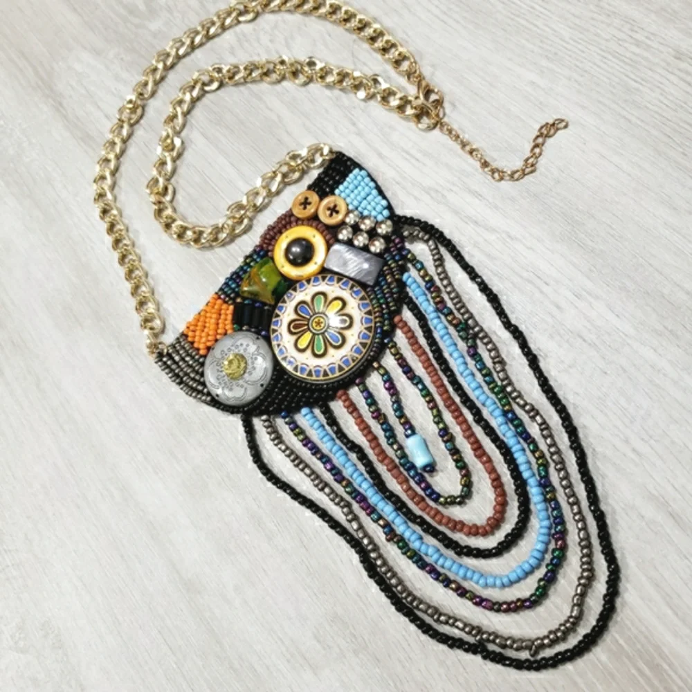 NEW Boho Native American Beaded Necklace